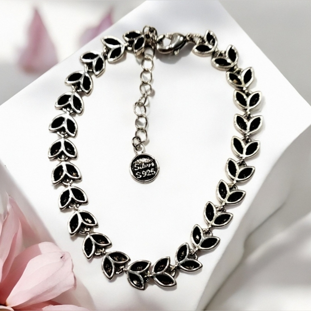 Sterling Silver Black Onyx Stone Bracelet Womens Jewelry